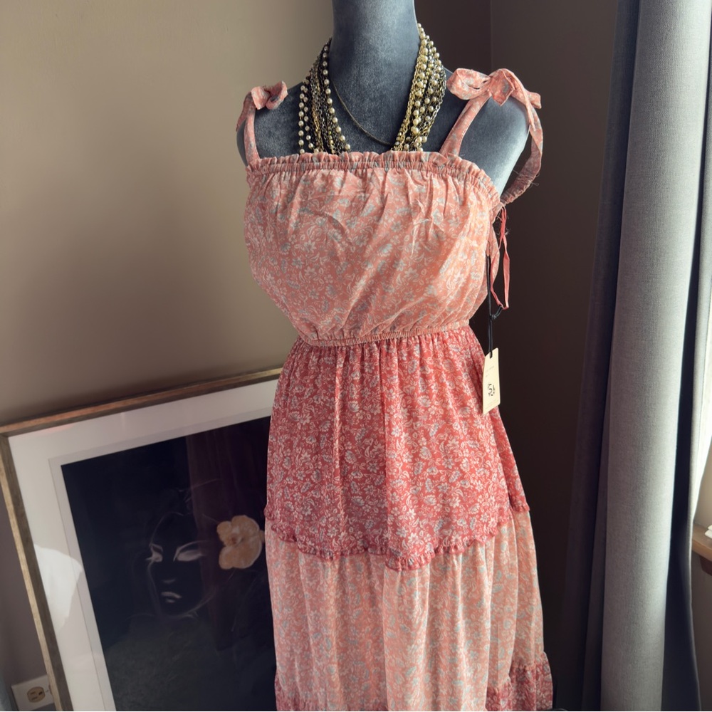 Pink Floral Sleeveless Dress